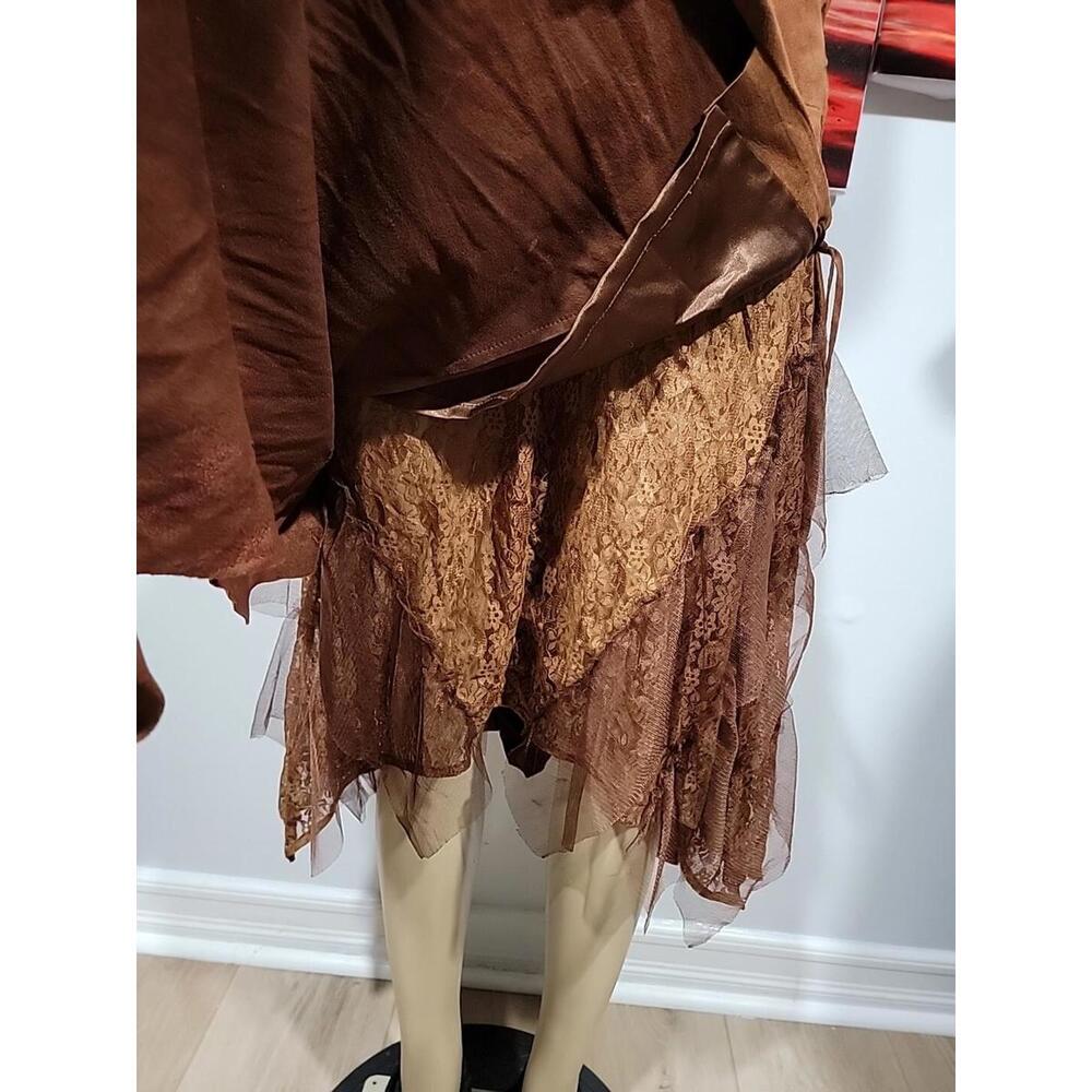 Alberto Makali (Size 6) Embroidered Suede Asymmetrical Boho Lace Layer Skirt #4 - Picture 4 of 12